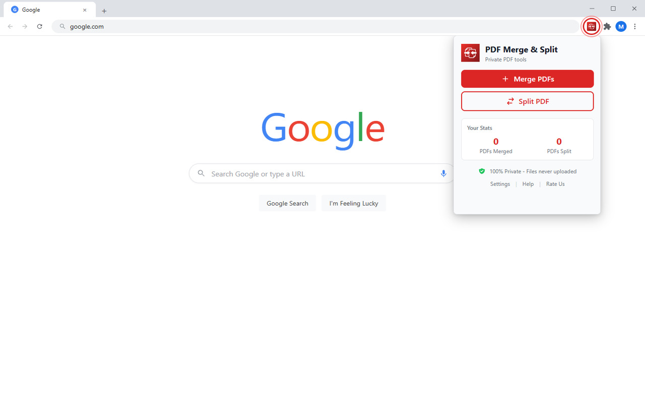 PDF Merge & Split popup